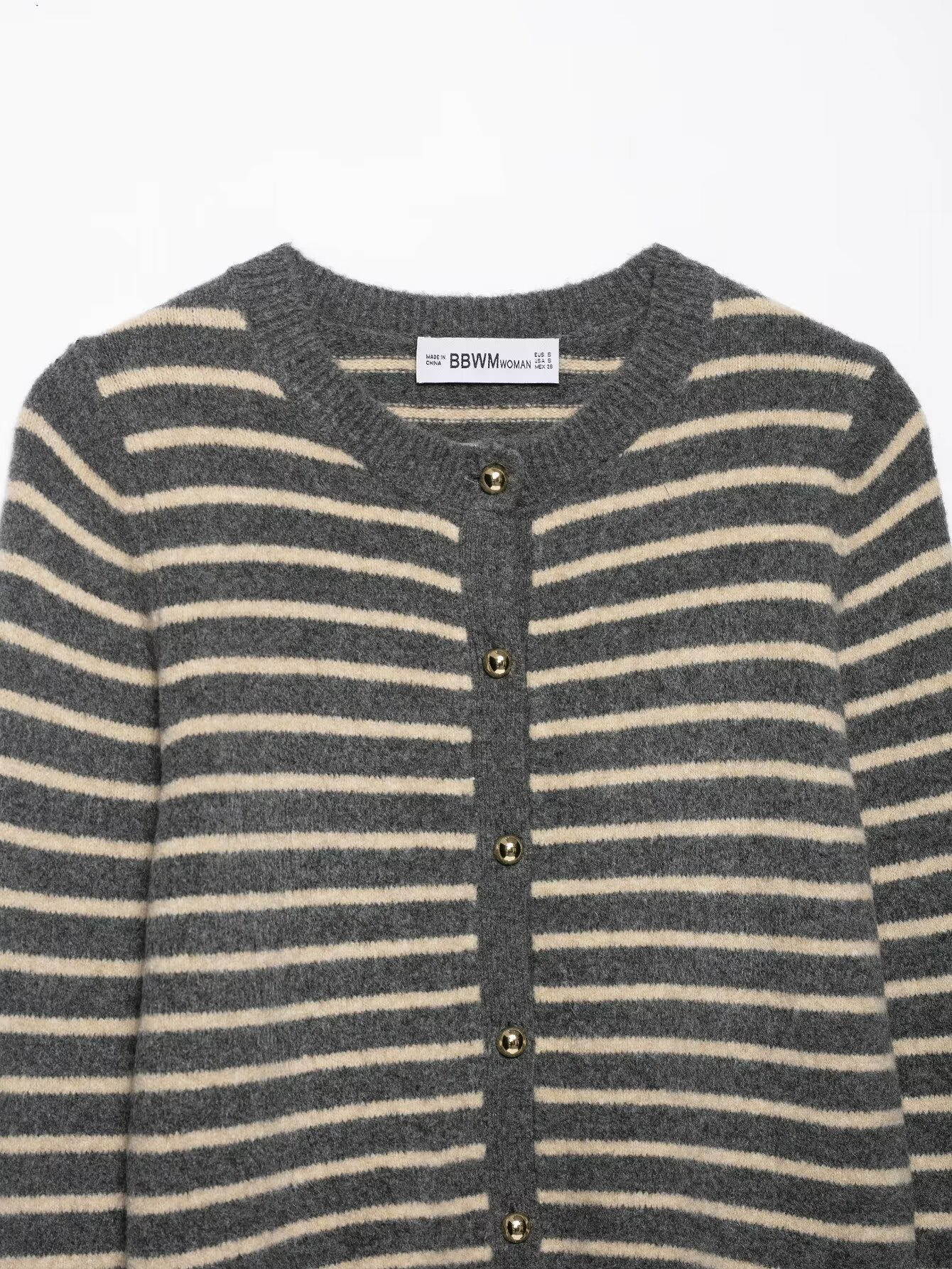 Round neck top with striped knitting