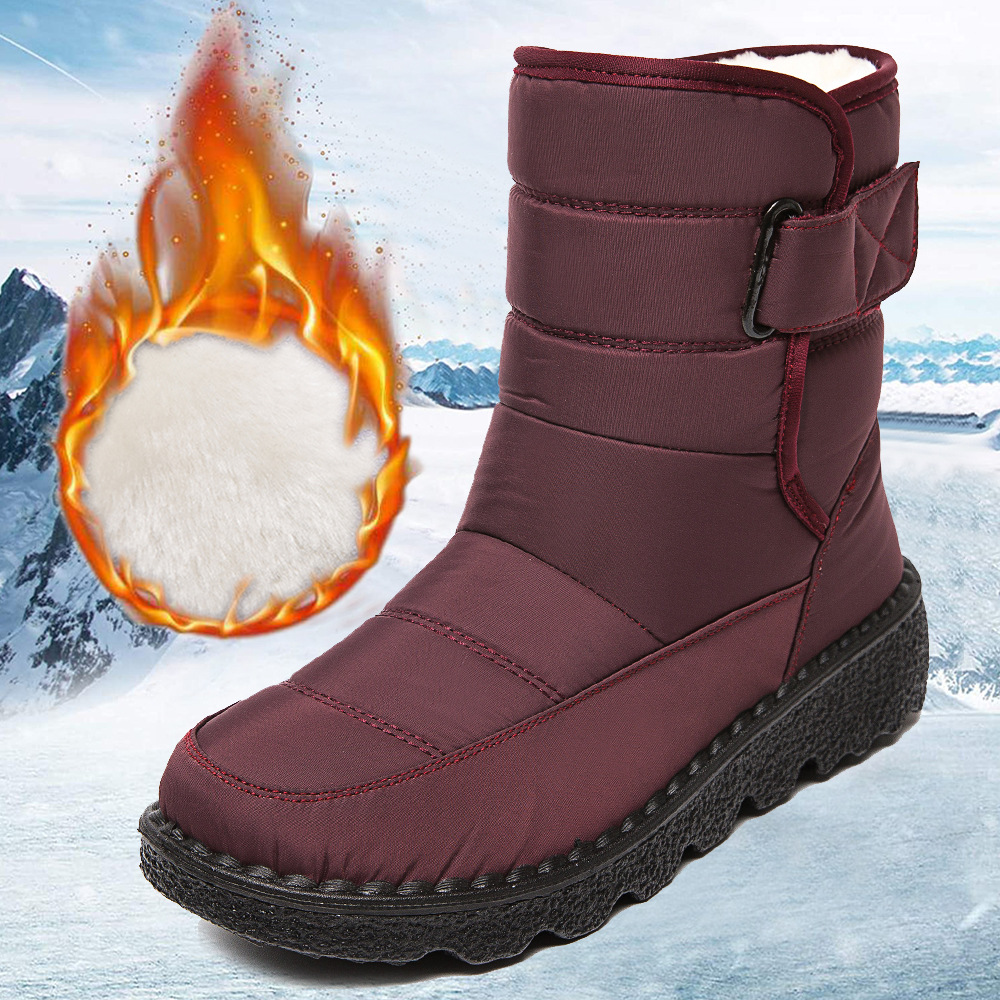 Winter New Snow Boots Women's High Top Waterproof Cotton Shoes Casual Short Tube Plush Plus Large Cotton Boots 43 Amazon