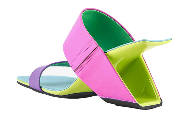 Summer shaped heel ladies square toe slippers