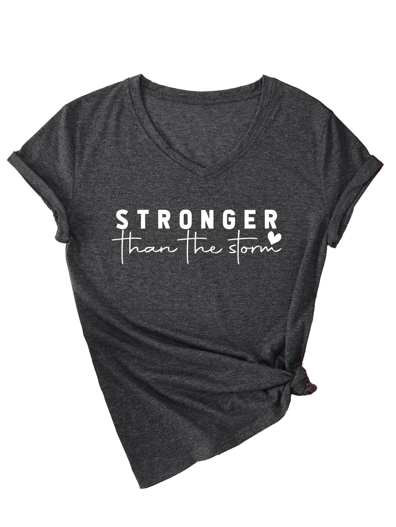 Geometric Print Plunge Front Ladies Tee