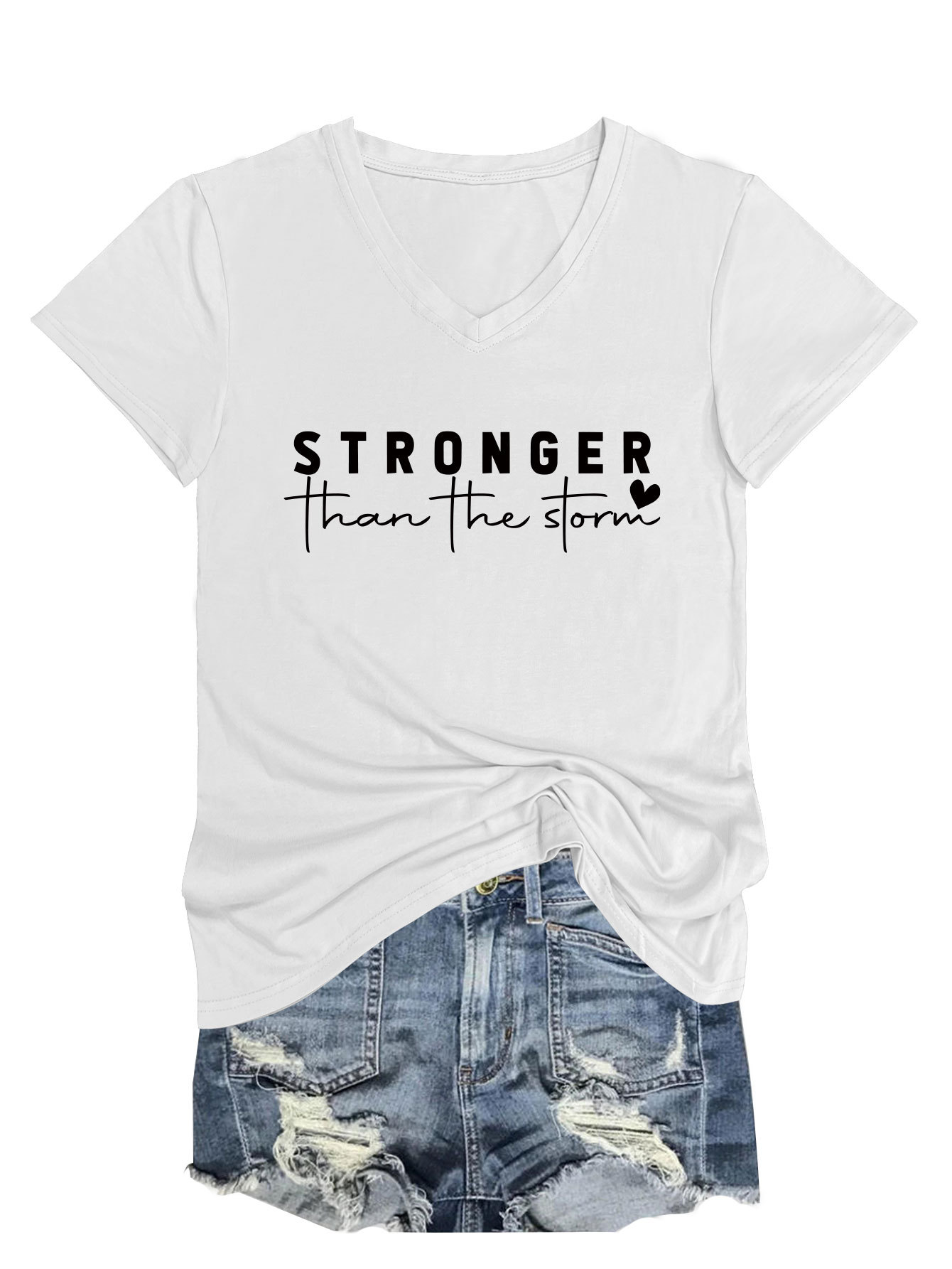 Geometric Print Plunge Front Ladies Tee