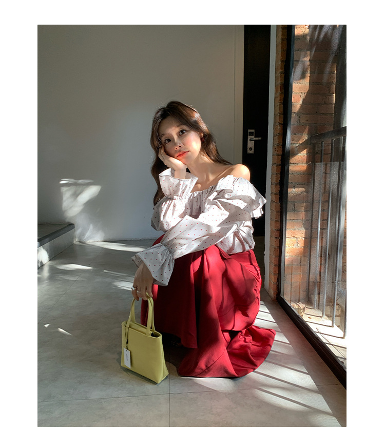 Wave Point Asymmetric Scalloped Long Sleeve Shirt