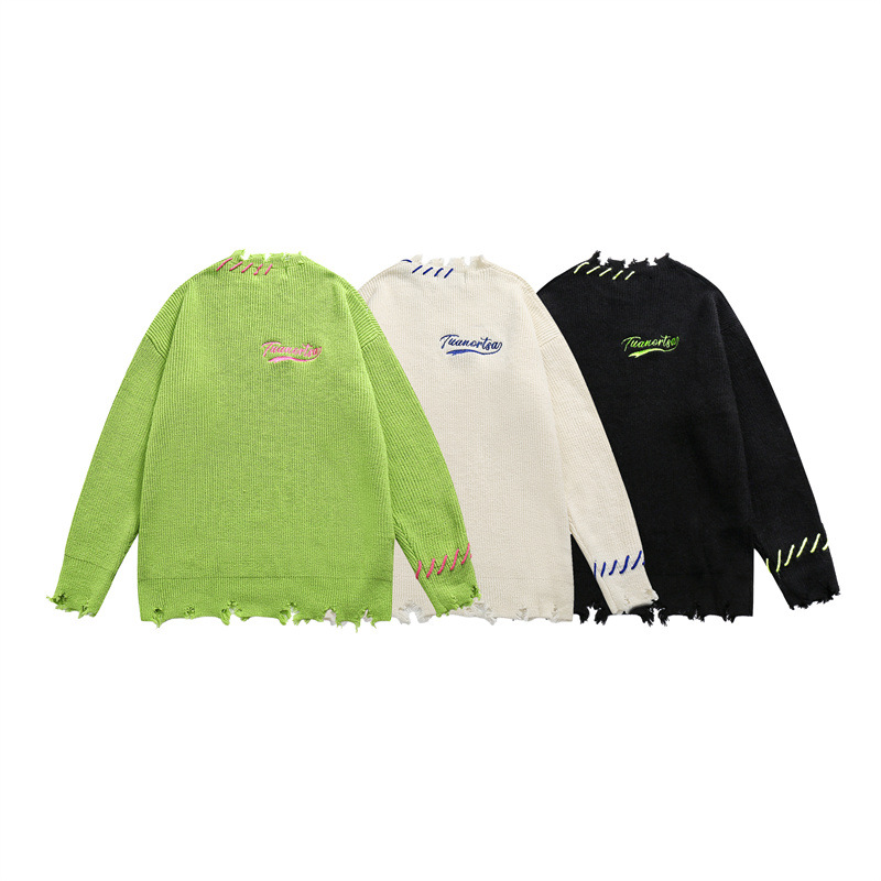 Oversized Long Sleeve Color Block Workwear Sweater