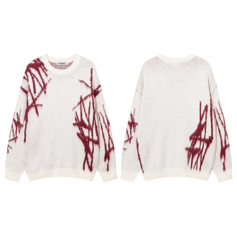 Slouchy Long Sleeve Cotton Polyester Crew Collar Sweater