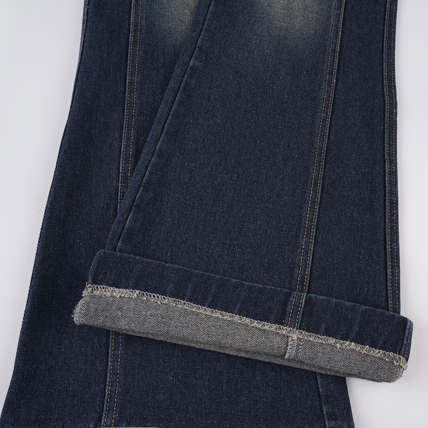 Street Motorcycle Retro Style Patchwork Color Block Flare Denim Pants Slim Fit Casual Long Trousers