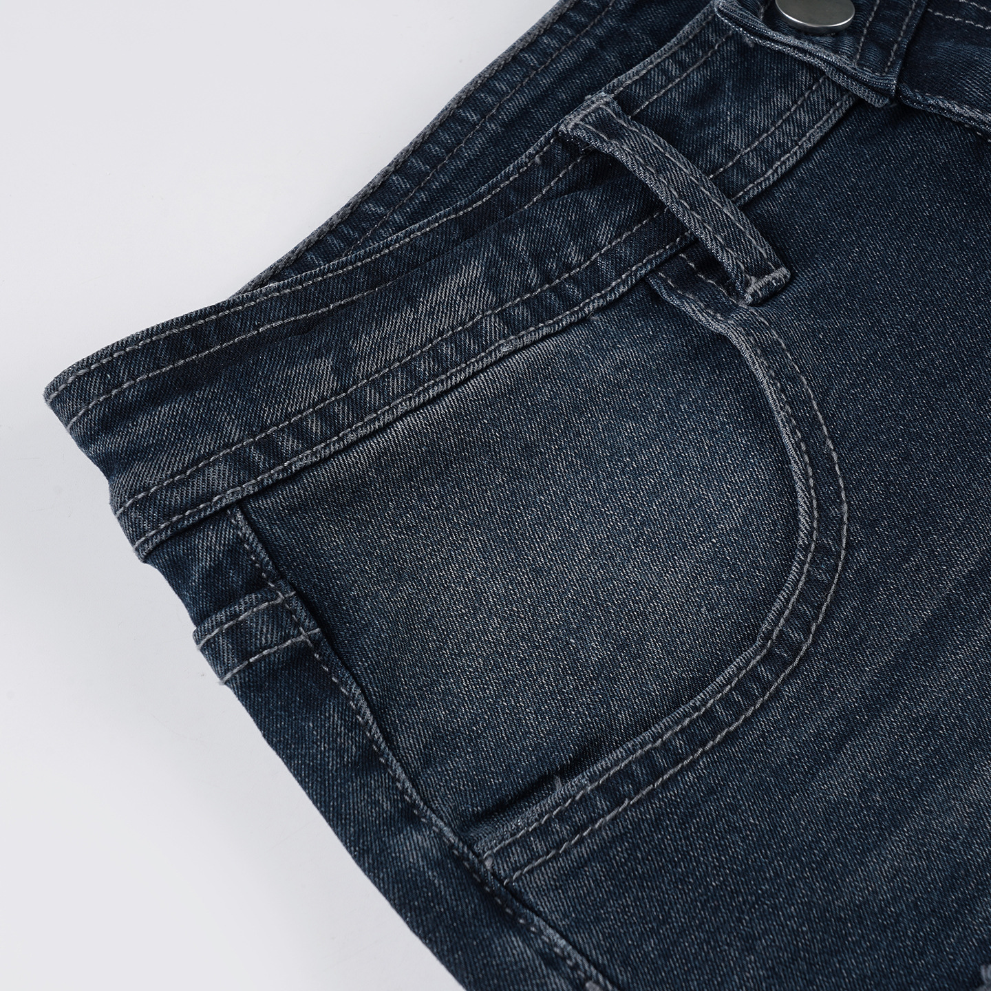 Retro washed blue low waisted denim shorts