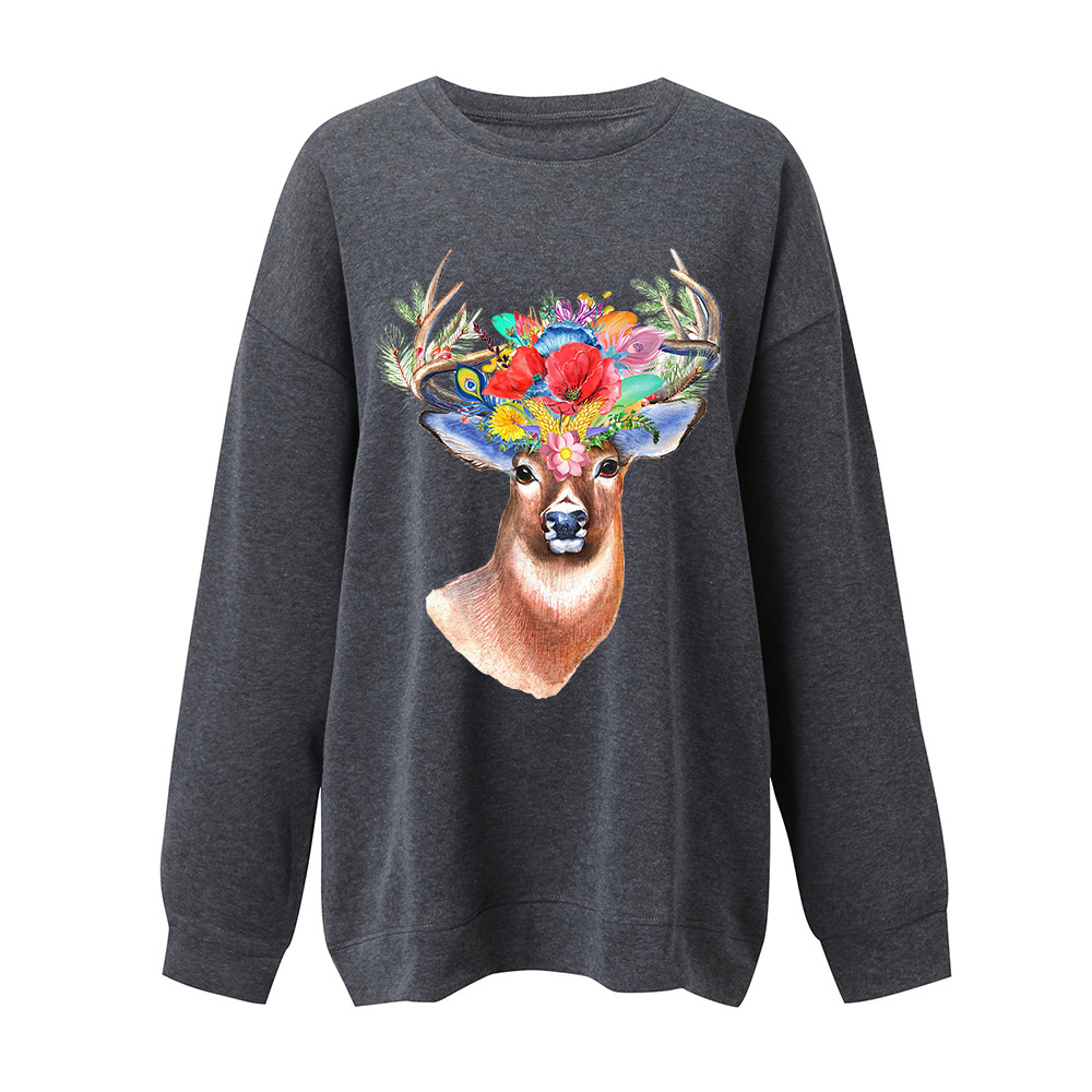 Women's Japanese Korean Oversized 3D Fawn Print Hoodie