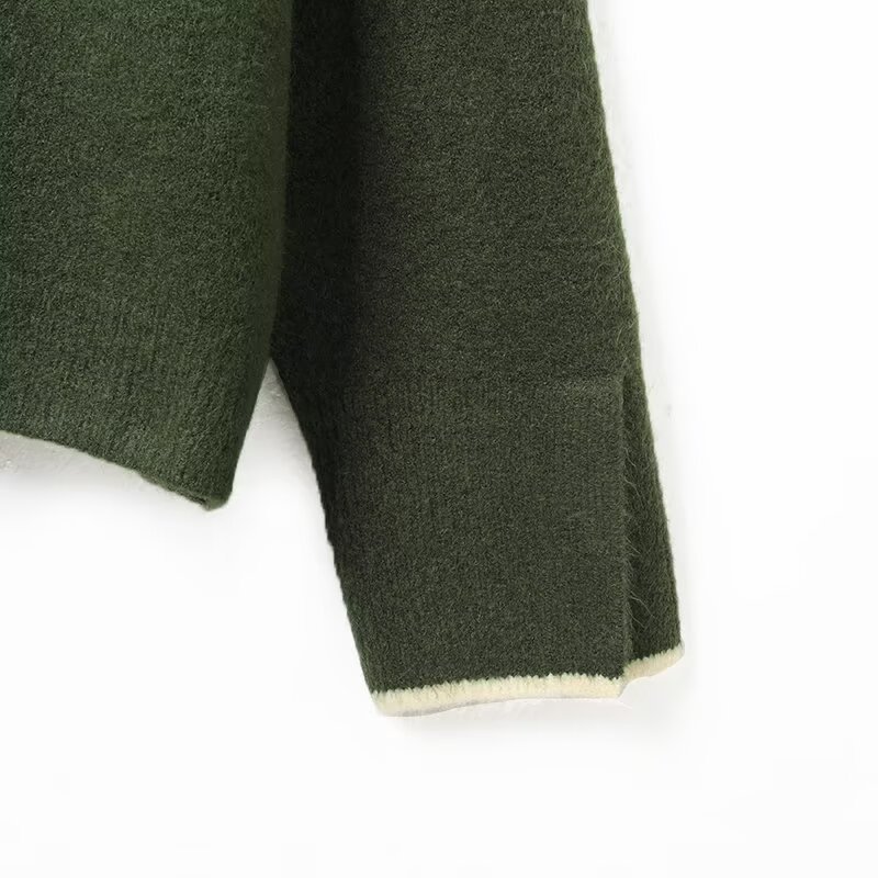 Ladies Long Sleeve Piped Button Through Sweater