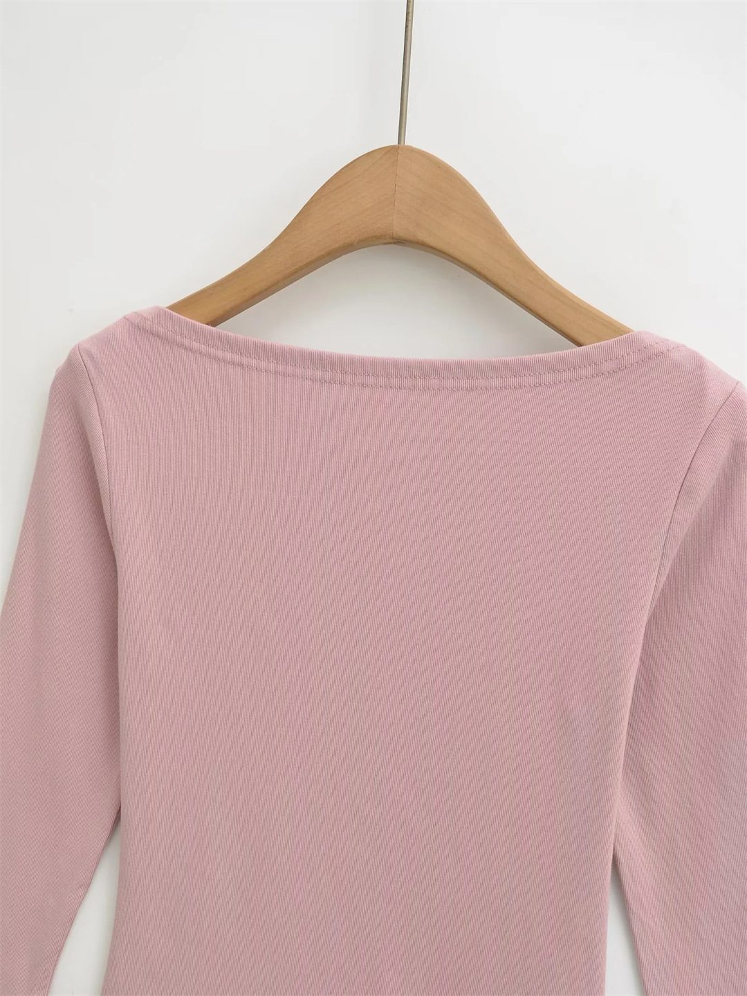 Slim Fit Plain Asymmetric Neck Elbow-Length Midriff Tee