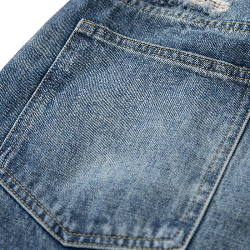 Distressed Cut-Out Tapered Jeans Men Japanese Retro Loose Fit