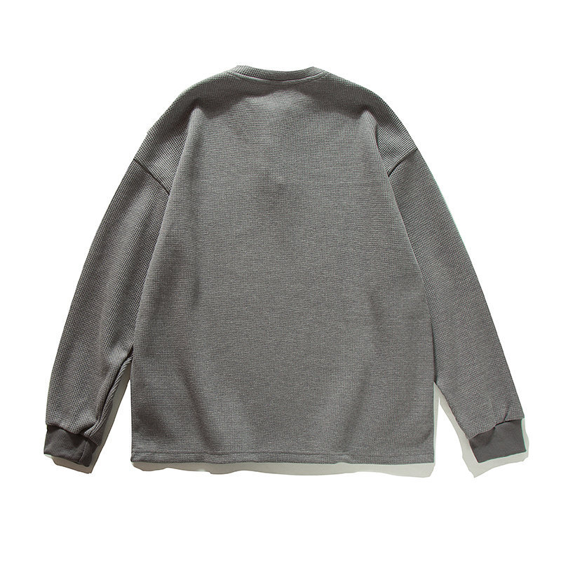 Oversized Button-Front Long Sleeve Textured Polyester Sweater