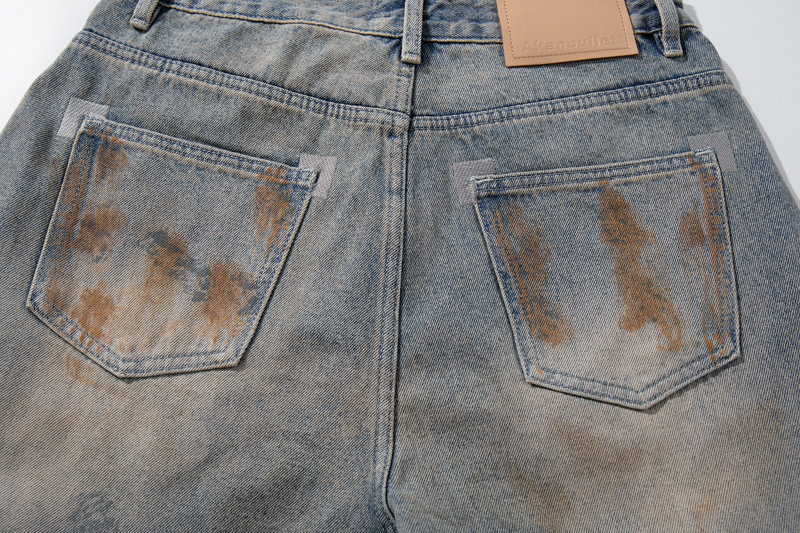 Style Casual Knife-Shape Pants Men Loose Straight Leg Distressed Autumn Fashion Vintage Ripped Jeans