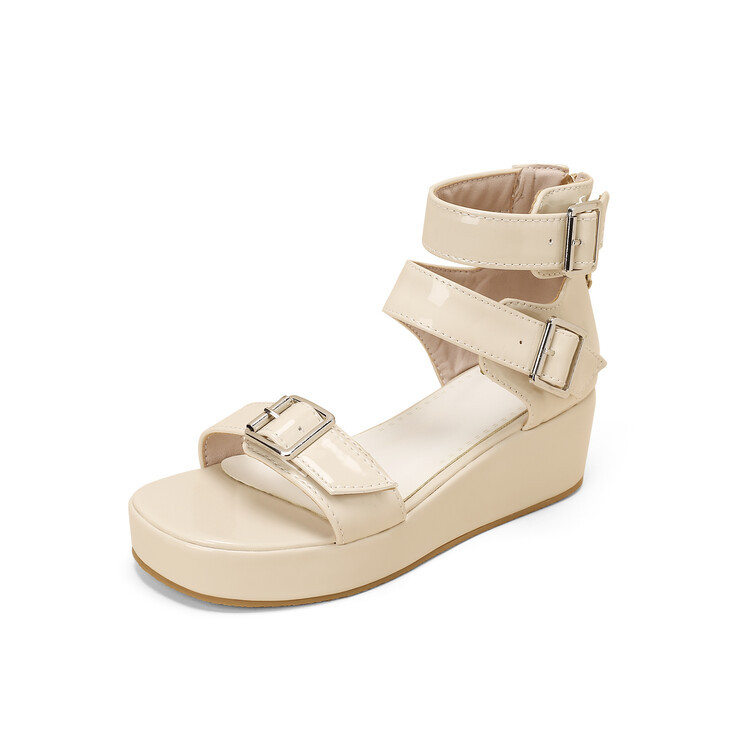 Belt buckle high top sandals, water platform thick sole oversized women's shoes