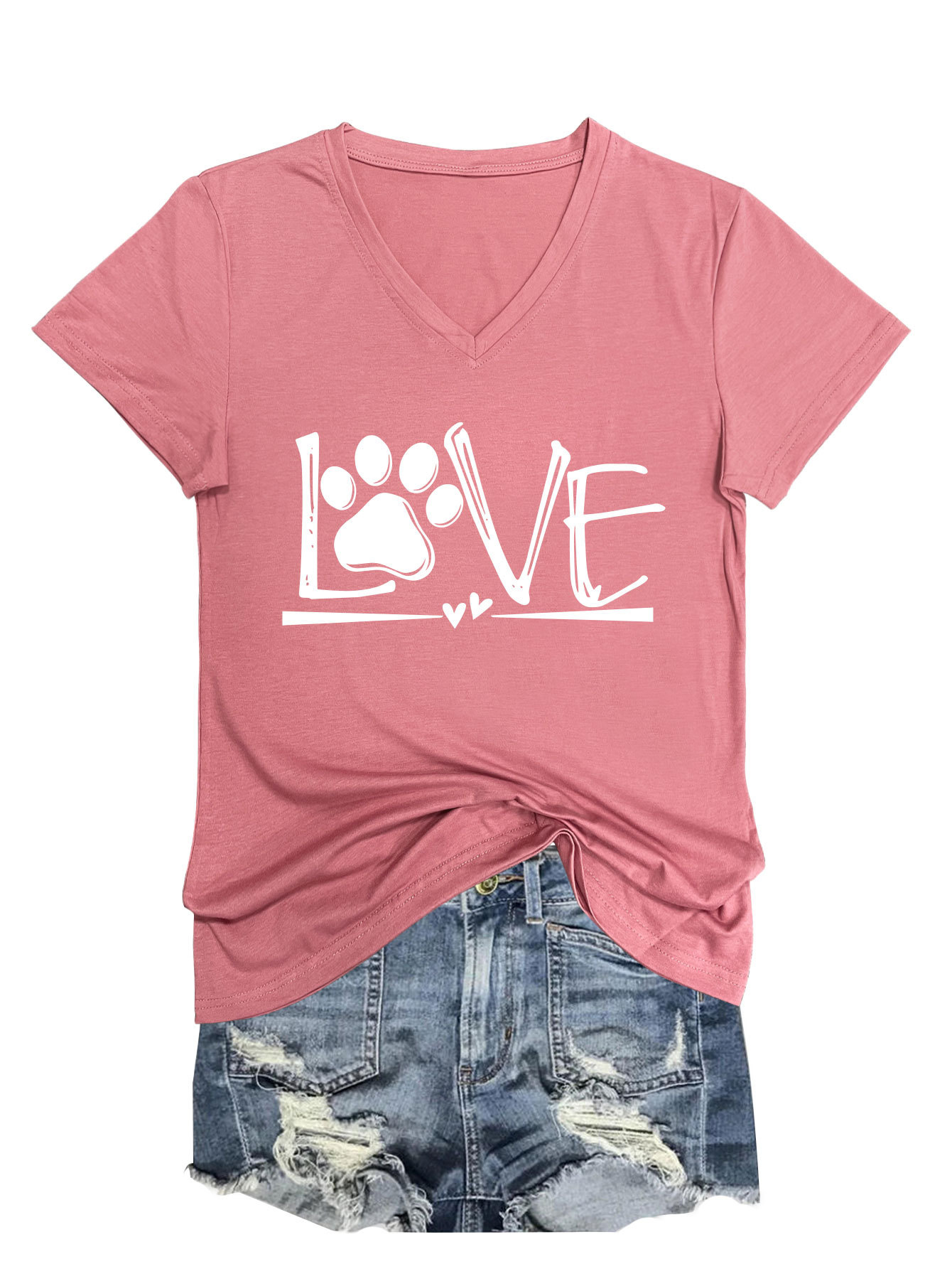 Geometric Print Round Collar Ladies T-Shirt