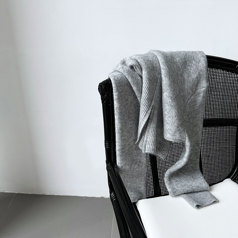 Korean Solid Long Sleeve Loose Crew Sweater