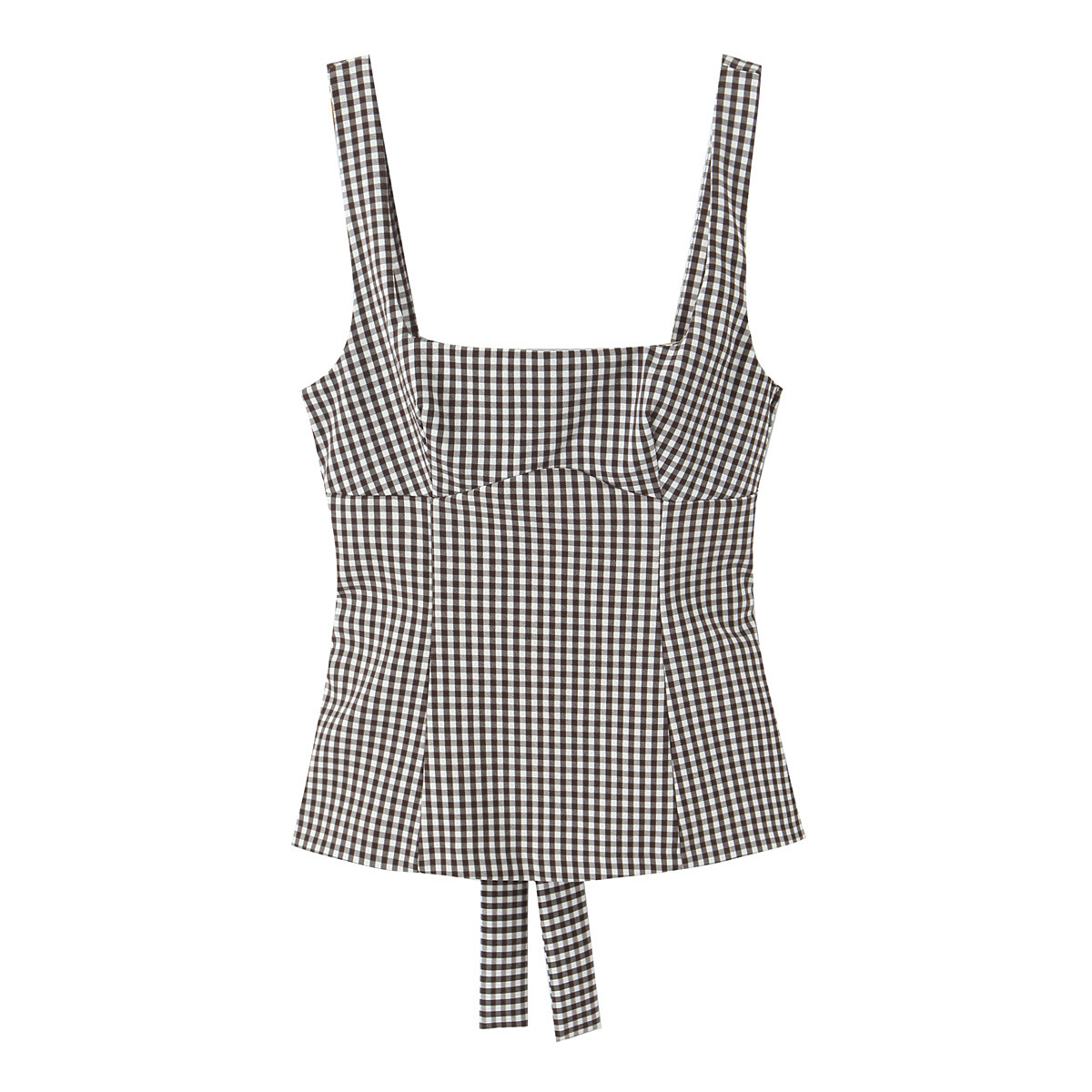 Ladies Grid Knotted Cutout Tank