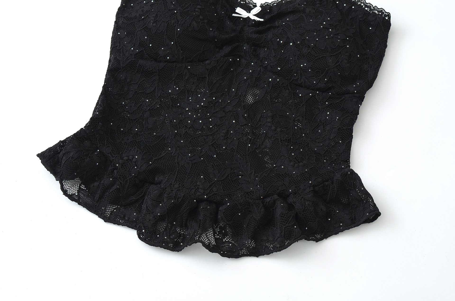 V-neck camisole lace ruffle sequin camisole