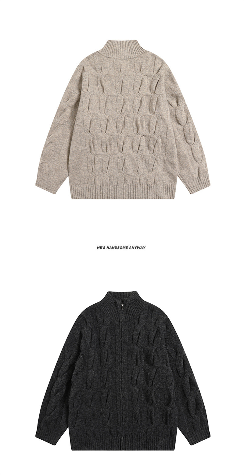Japanese Workwear Cable Mandarin Cardigan