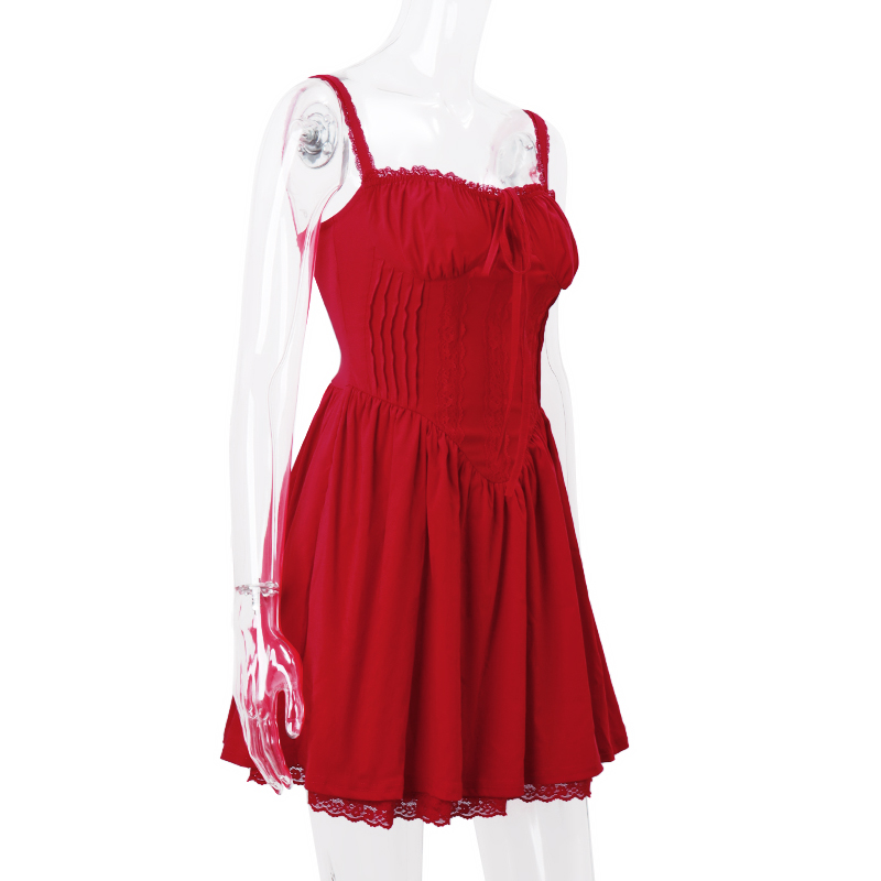 Strapless Dress Women Summer Atmosphere Slimming Red Date Short Dress