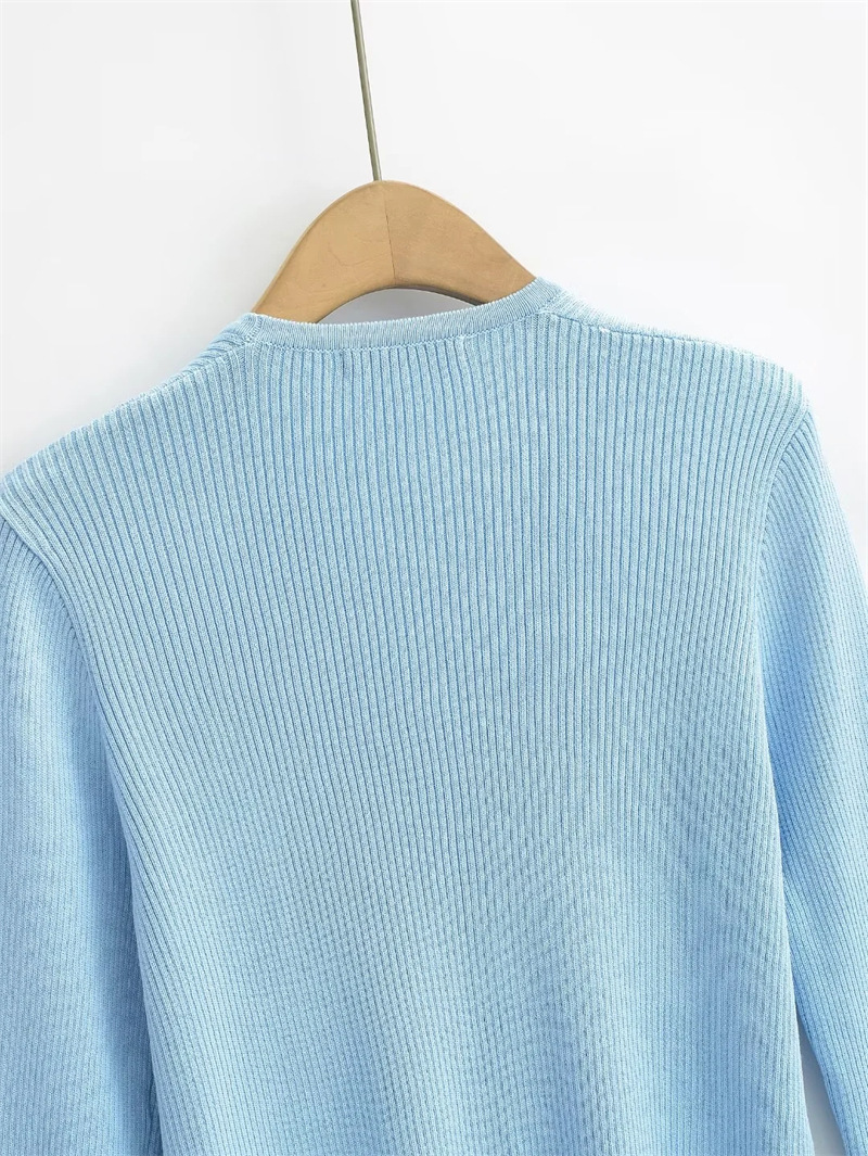 Ladies Business Slim Fit Solid Plunge Knit Sweater