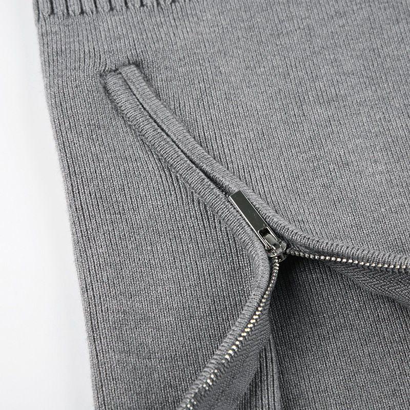 Woolen Bardot Zip Blush Plain Full Sleeve Sweater