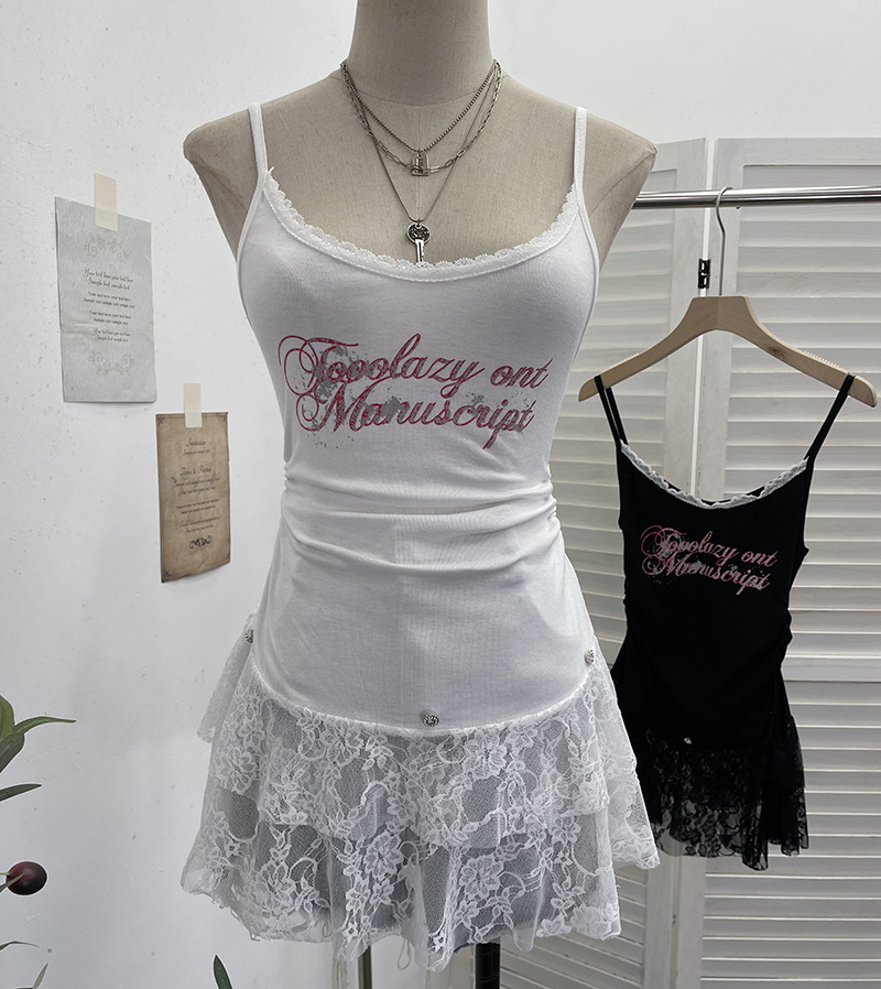 Sexy Lacy Crew Neck Slim Fit Tank Top