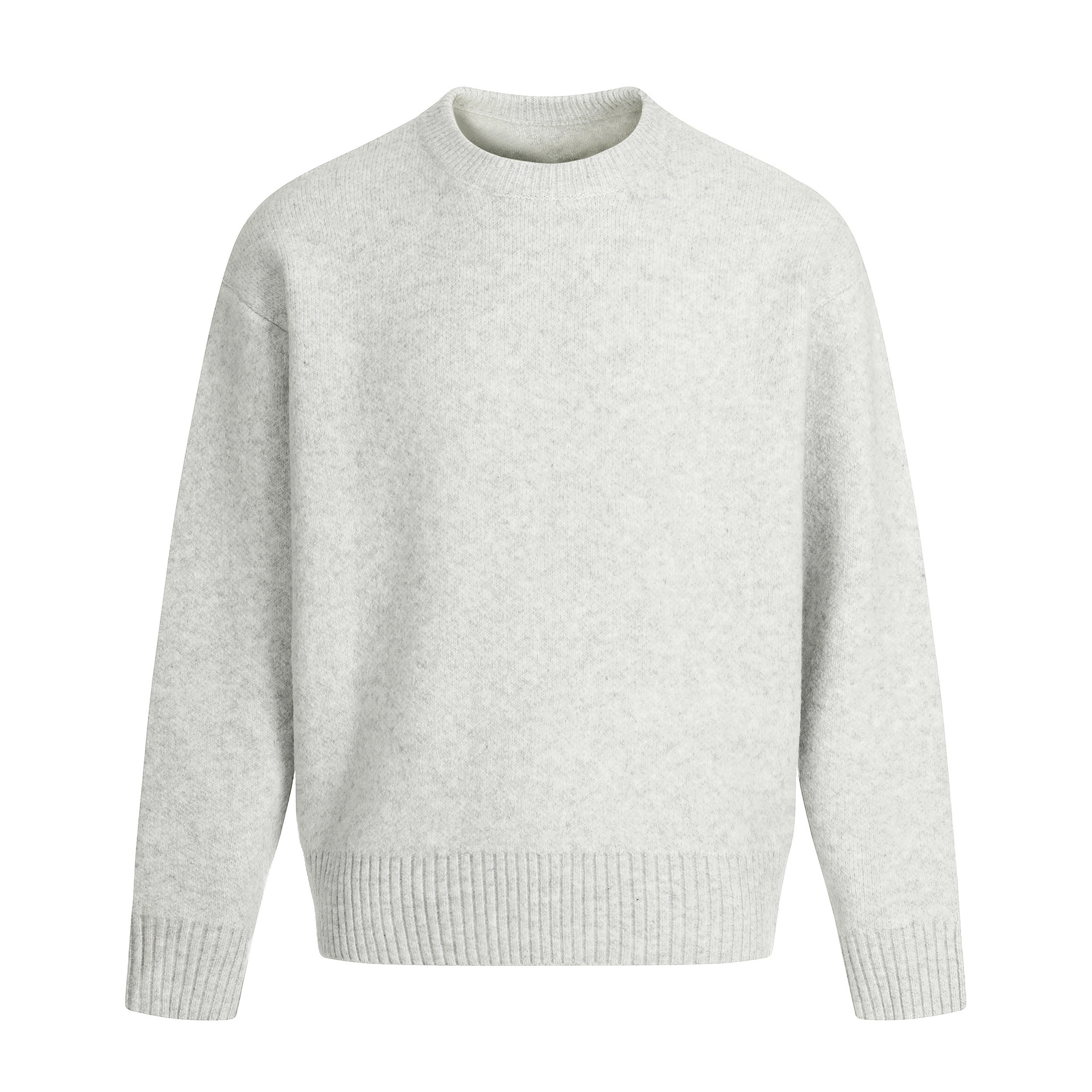 Gender-Neutral Mock Collar Oversized Two-Tone Long Sleeve Sweater