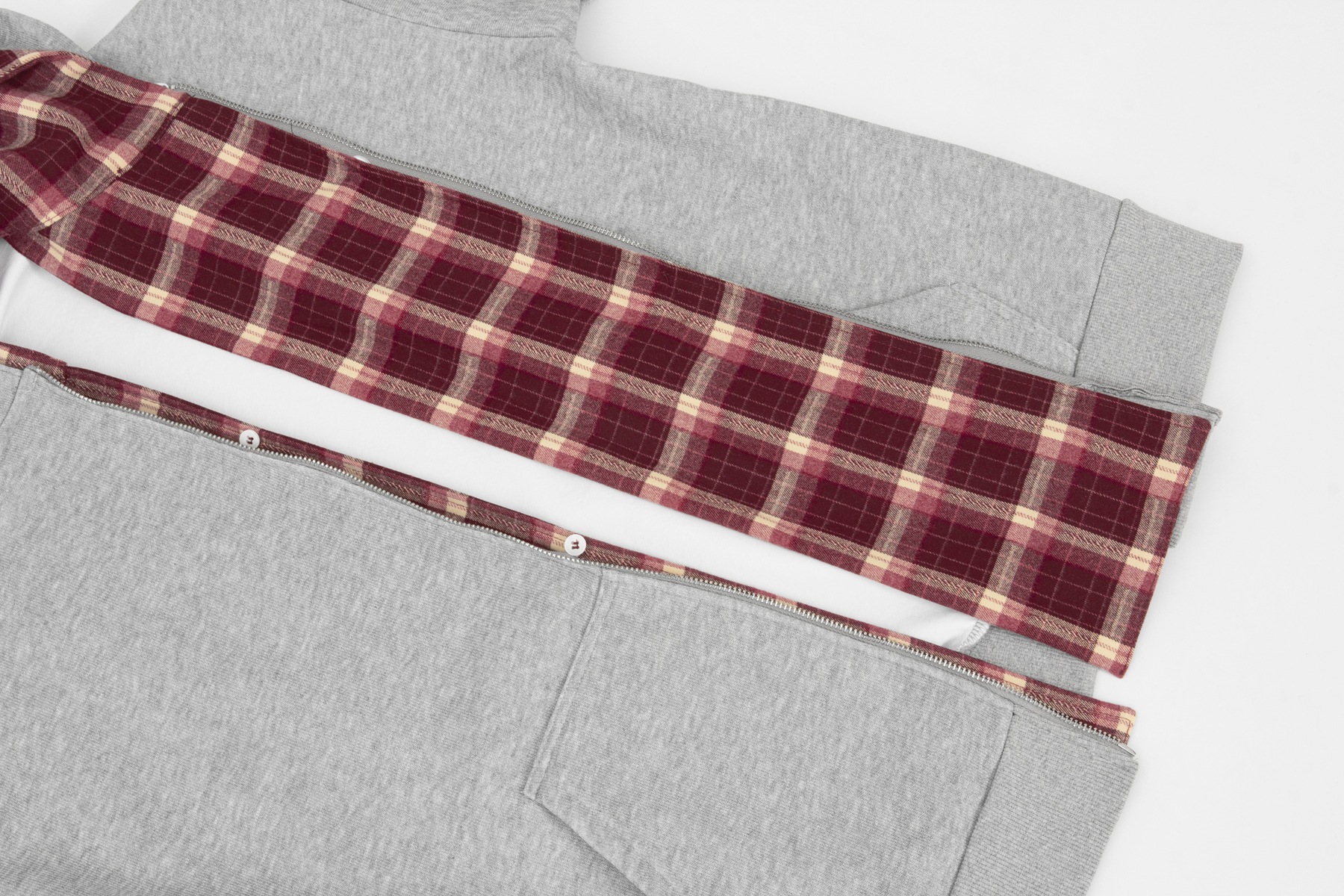 Oversized Checkered Cotton Zipper Hoodie