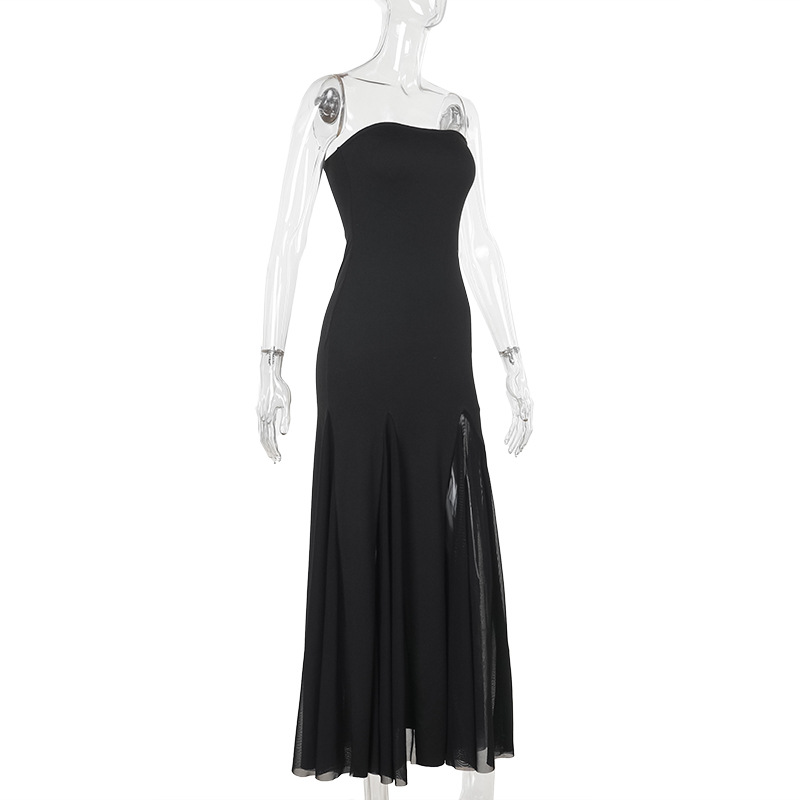 Slimming strapless mesh sexy dress