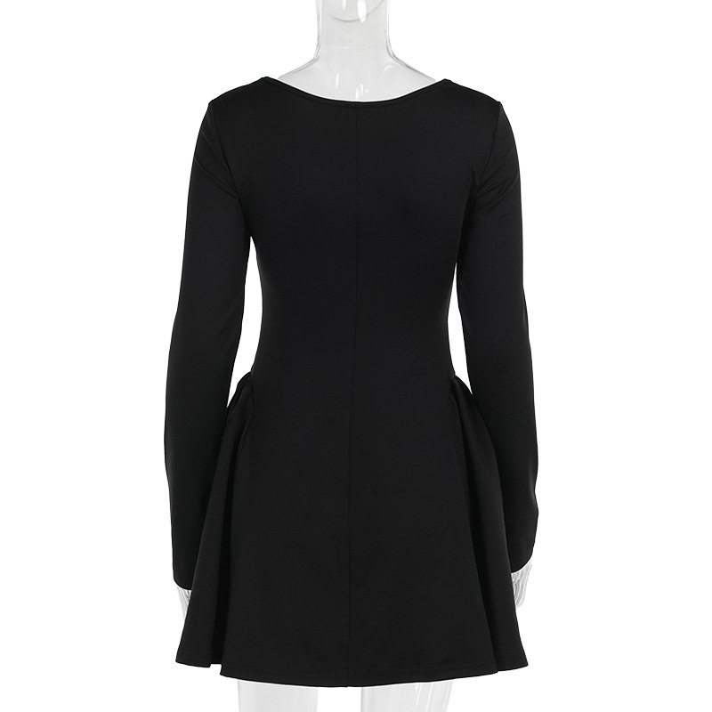 Tailored Square Neck Full Sleeve Polyester Dress