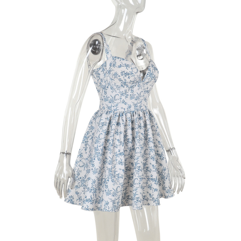 A-Line V-Neck Sleeveless High Waist Dress
