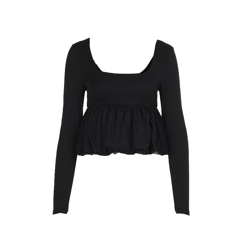 Sleek Scoop Collar Full Sleeve Blossom Print Top