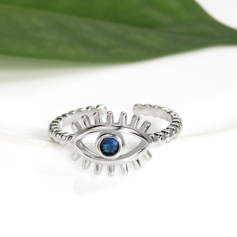 Turkish Zircon Evil Eye Rings For Women Open Adjustbale Gold Plated Stainless Steel Ring Couple Rings Wedding Jewelry Bague