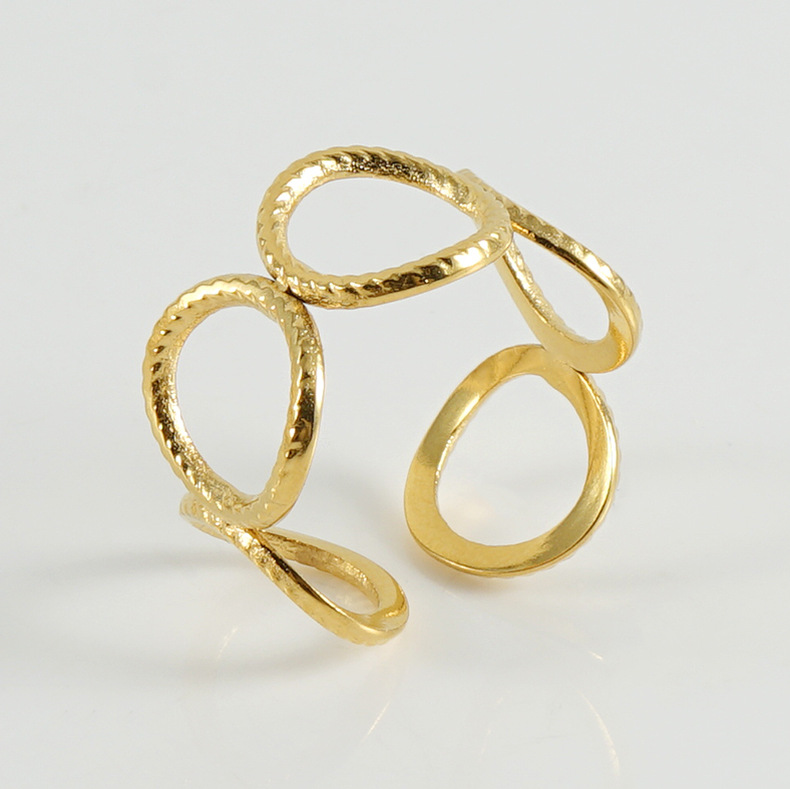 Stainless Steel Rings For Women Men Gold Color Hollow Wide Ring Female Male Party Finger Jewelry Gift Trend Free Shipping