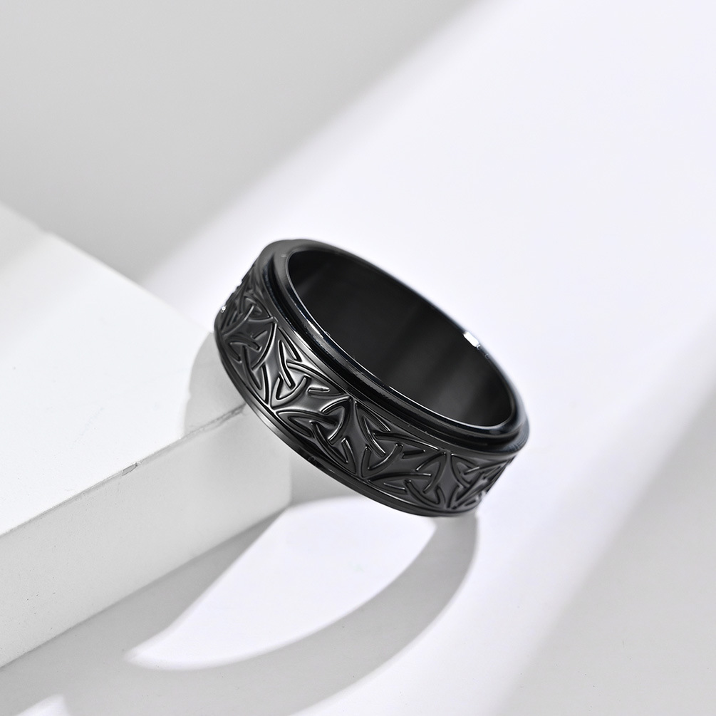 Nordic Norwegian Viking Triangle Rotatable Titanium Steel Ring for Men and Women Decompression Ring Handicraft