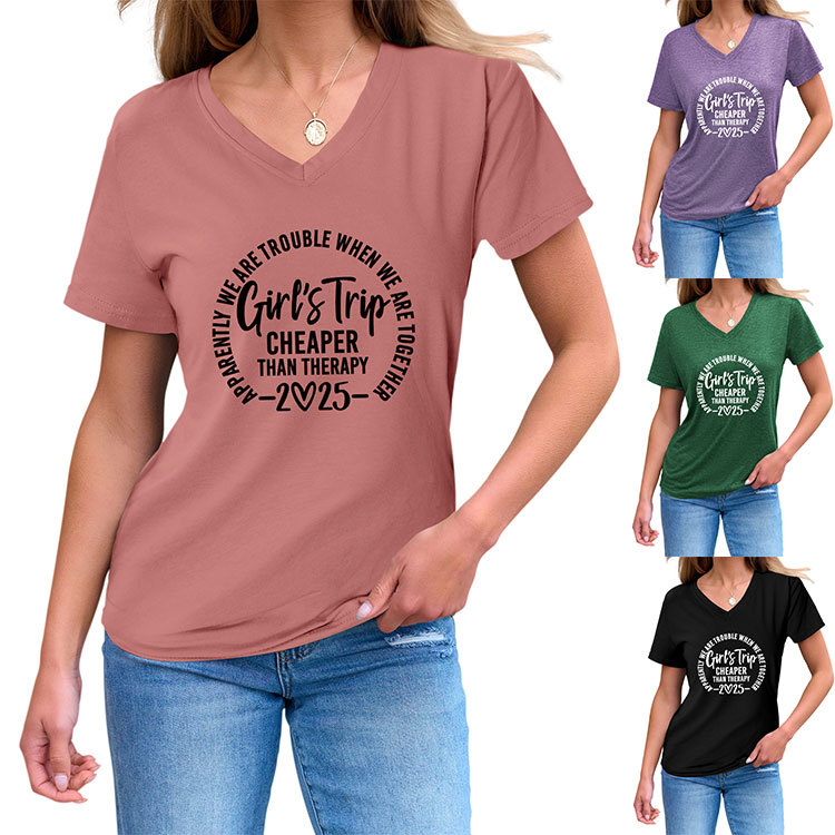 Ladies Crew Geometric Print T-Shirt