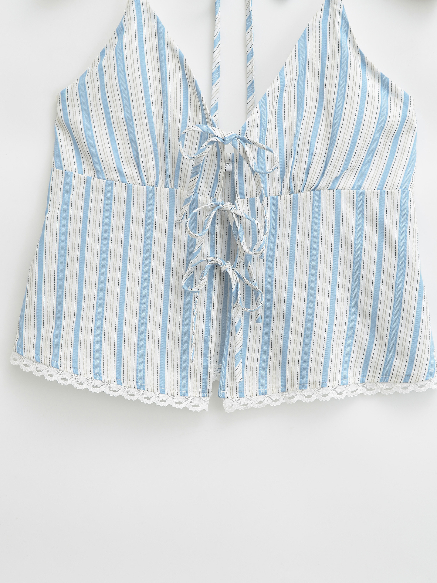 Two-Tone Pinstripe Open Back Criss Cross Cami