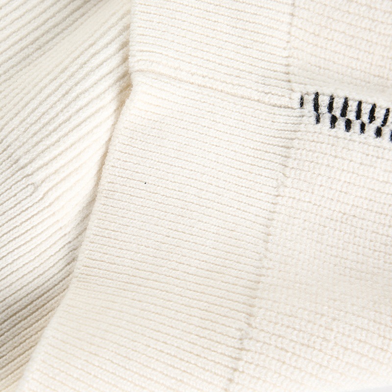 Block Hand Stitching Henley Collar Design Loose Knitwear