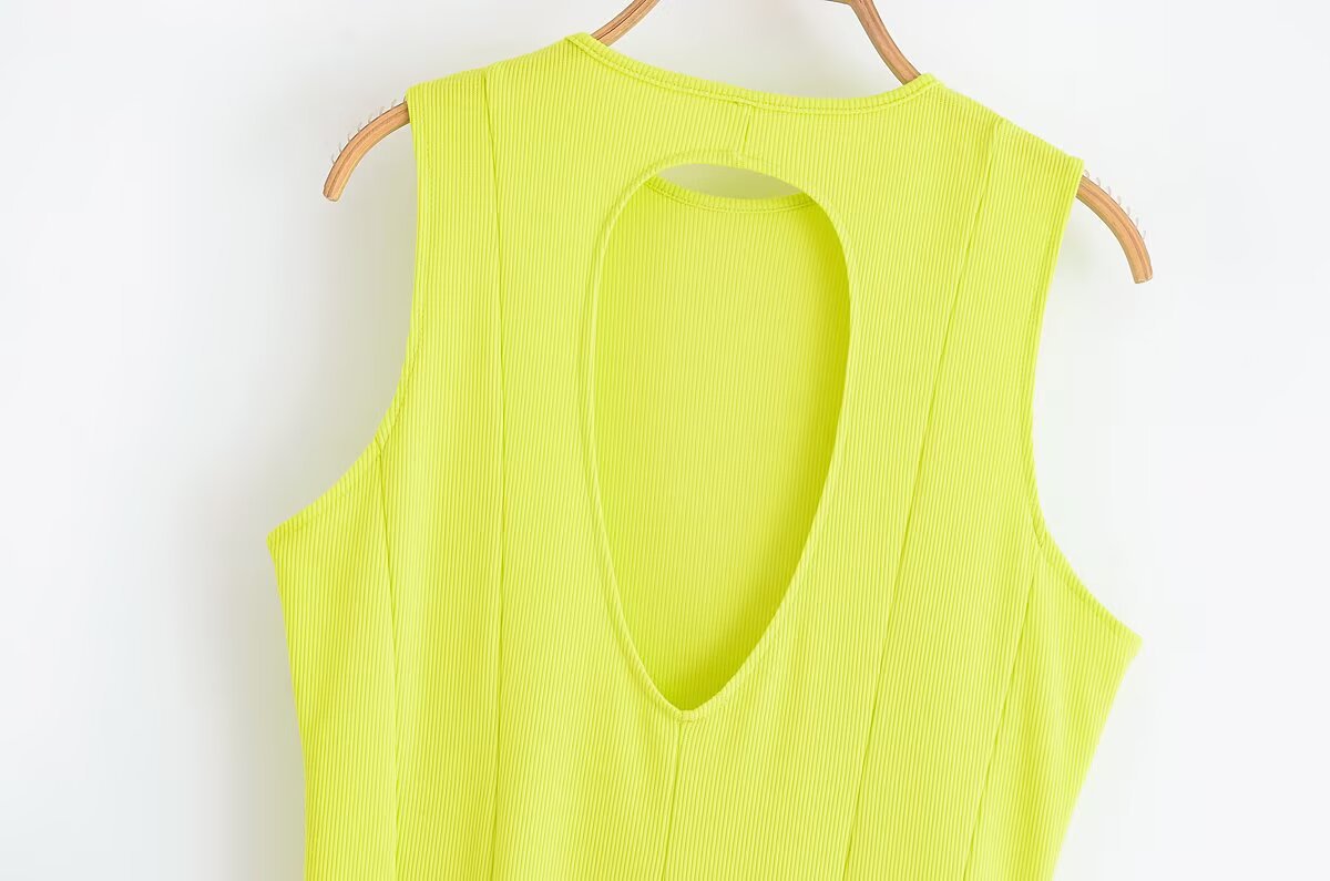 Women's Clothing Backless Round Neck Knitted Short Dress
