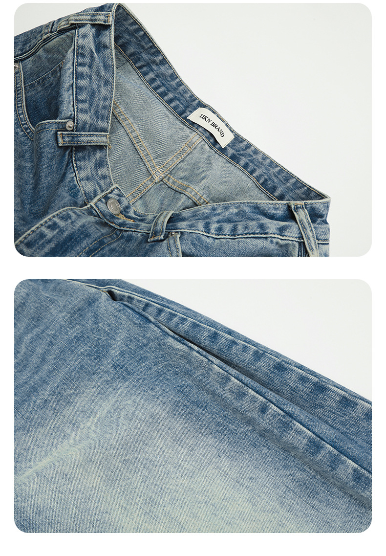 Jeans for Men and Women Water-Washed Flared Casual Slim Wide-Leg Long Pants