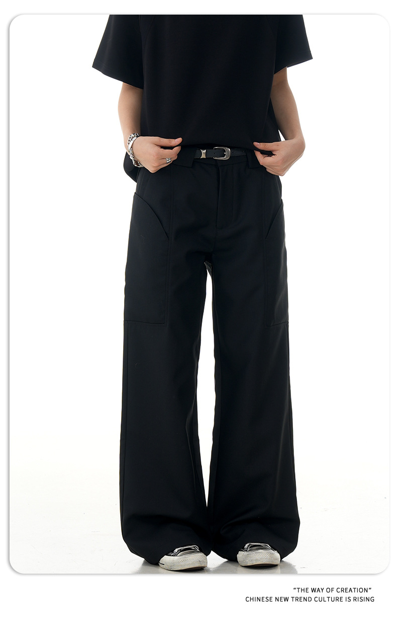Loose Straight Trousers for Men and Women Simple Blended Commuting Slim Fit Casual Long Pants