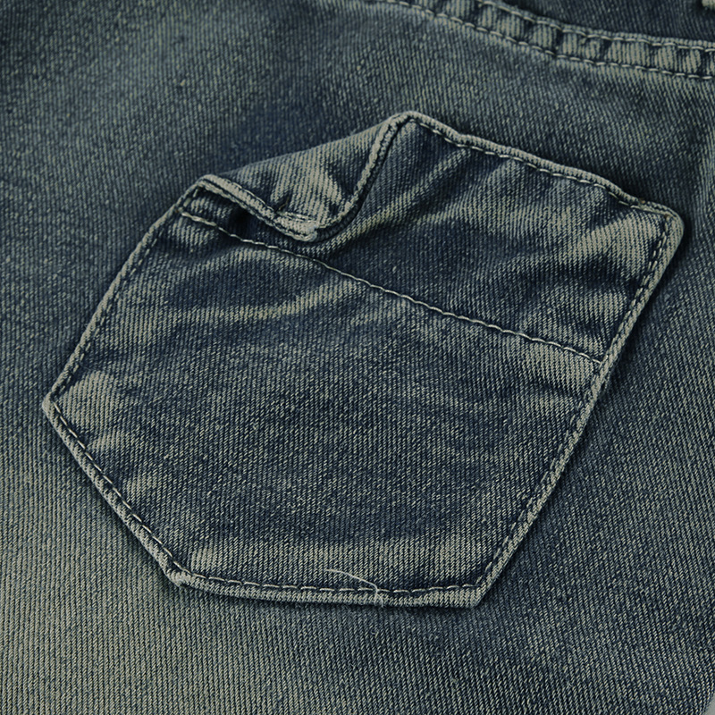 Low waist irregular split line pocket jeans