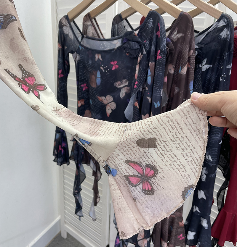 Asymmetric Pointed Floral Off-Shoulder Full Sleeve Top