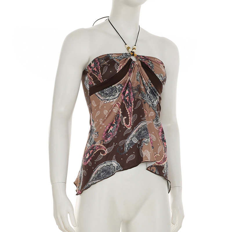 Vintage Botanical Crystal Embellished Halter Dress