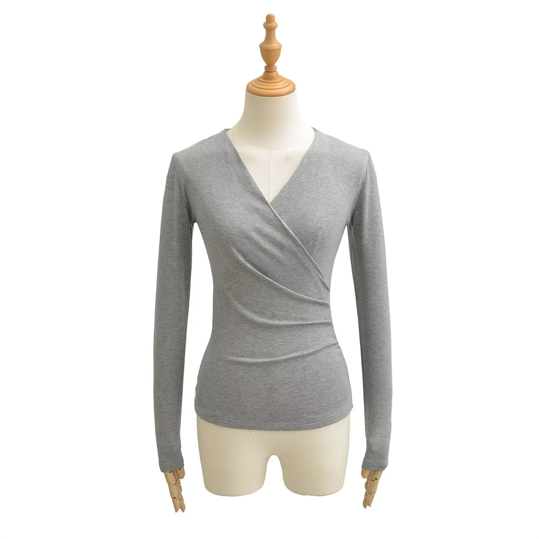 Ladies Plunge Crisscross Full-Sleeved Slim Fit Tee