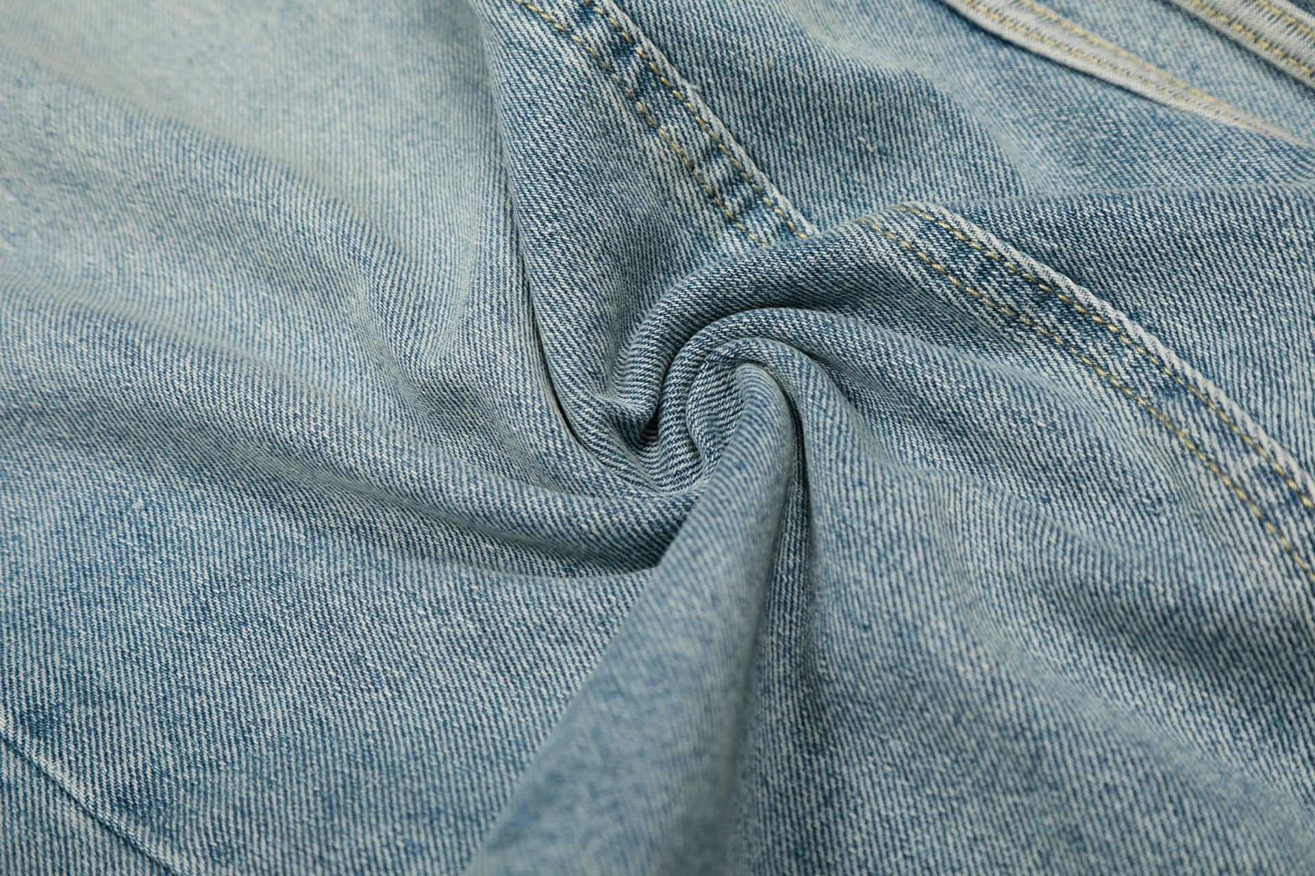 Street Style Vintage Washed Blue Side Stripe Design Unisex Loose Wide-Leg Jeans