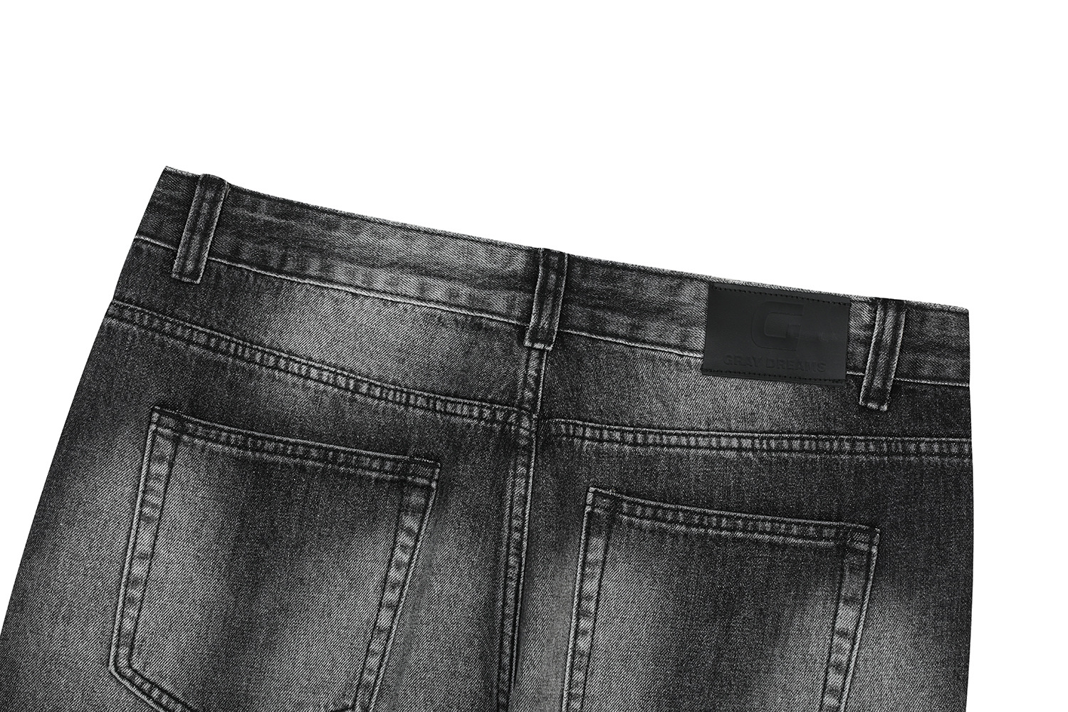 Retro Street Style Cat Whisker Pattern Loose Fit Men's Washed Black Flare Jeans