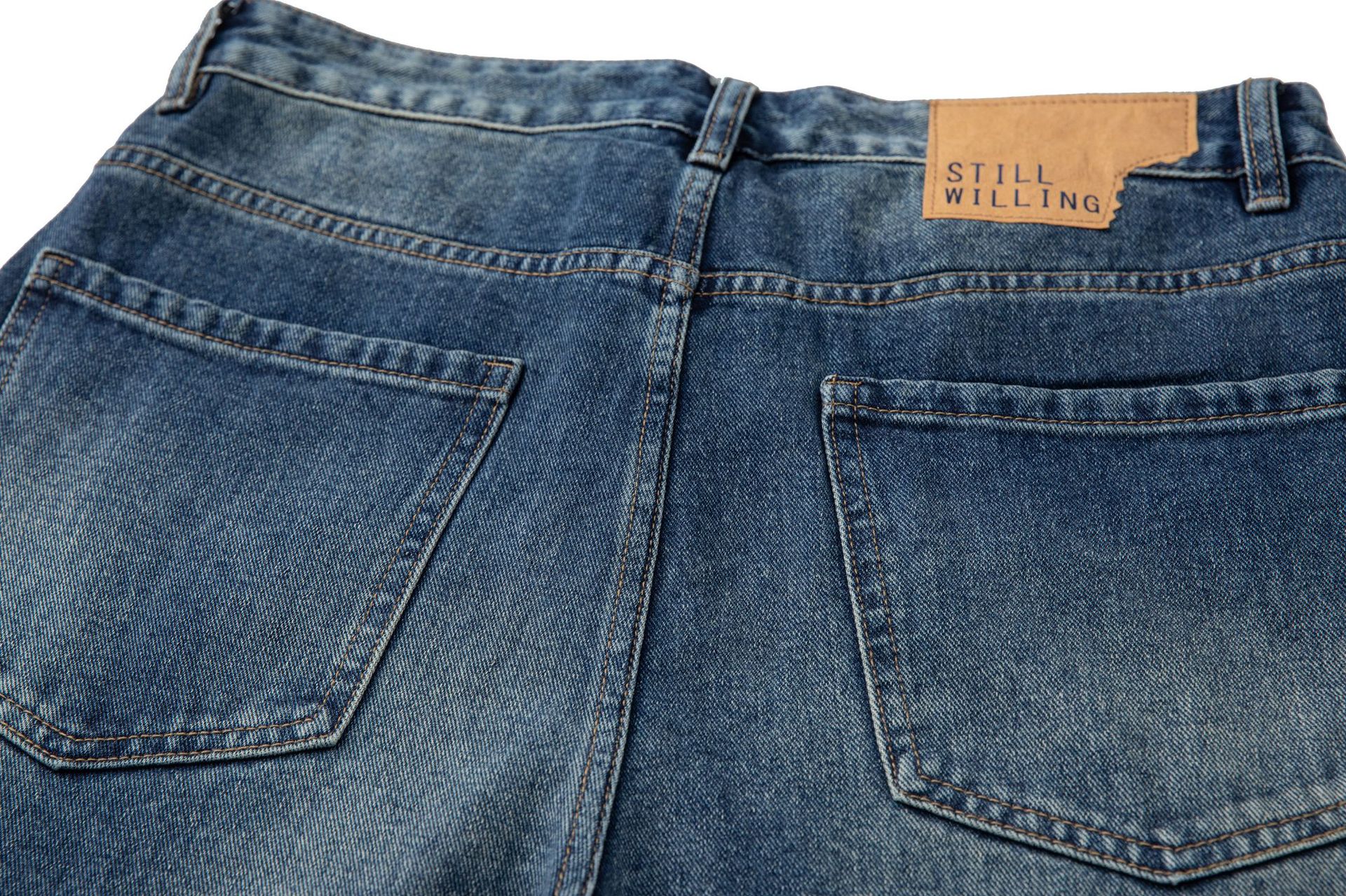 Denim Pants Men's Loose Cuff Tapered Jeans with Catwhisker Wash Casual Long Pants