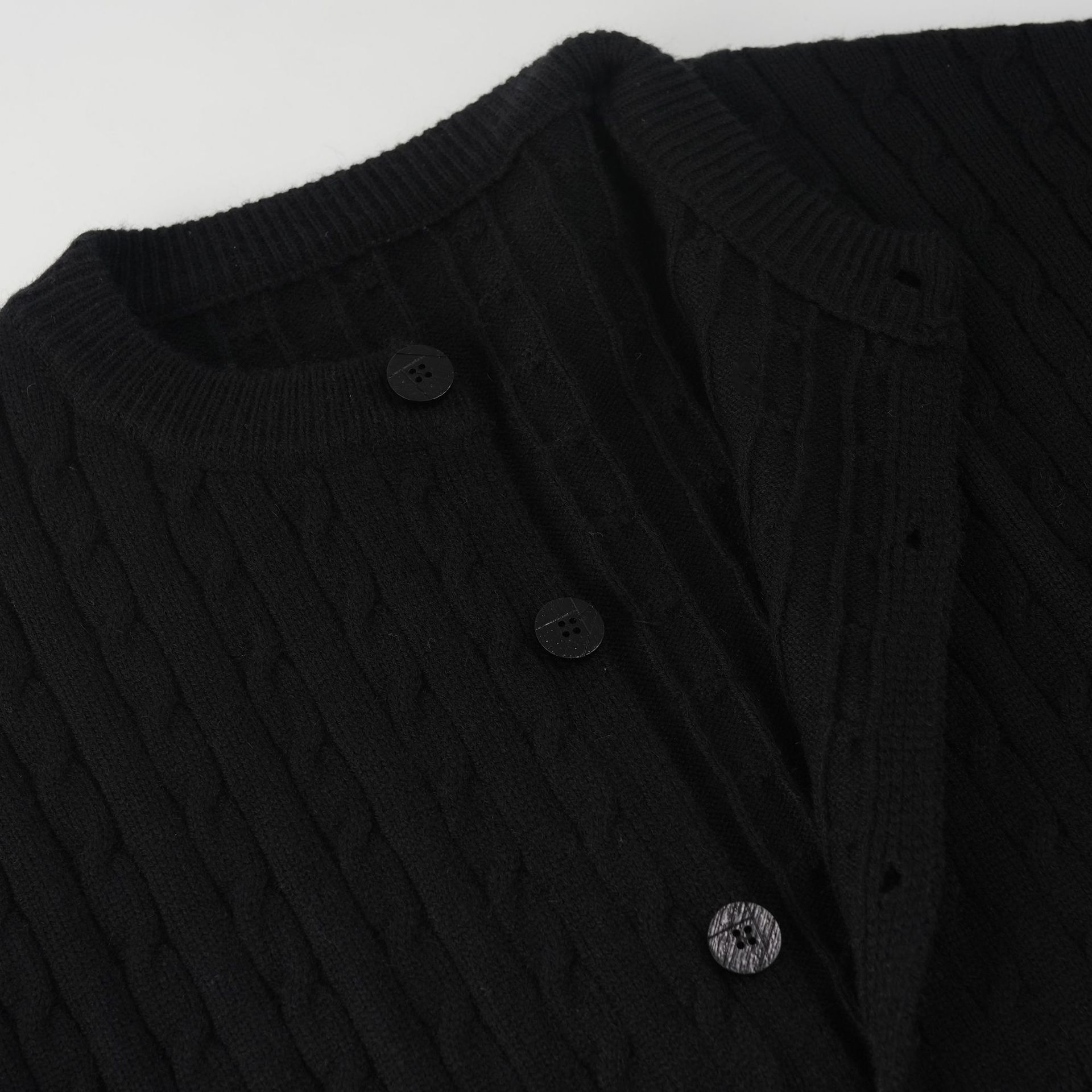 Relaxed Two-Tone Polyester Cardigan