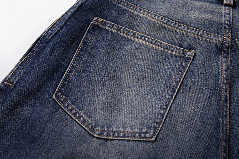 Style Butterfly Cat Whisker Laser-Printed Denim Pants with Unique Design, Wide Leg, Loose Fit, Straight Cut, Oversized Jeans